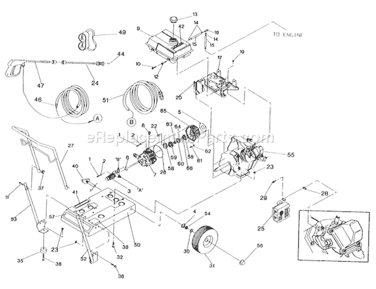 Page B Diagram and Parts List for 0602-0  Briggs and Stratton Pressure Washer